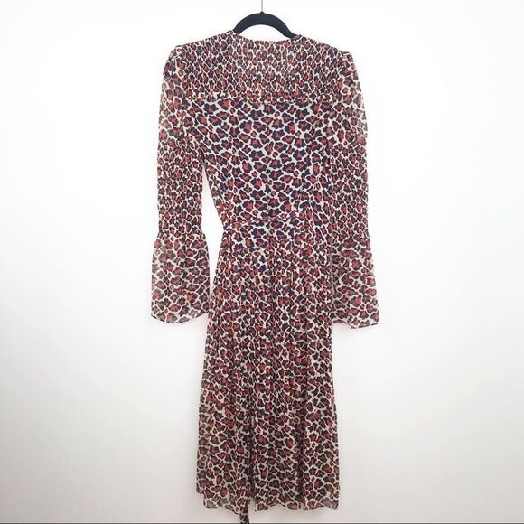 DVF shirred leopard printed midi wrap dress NWT - Picture 5 of 7